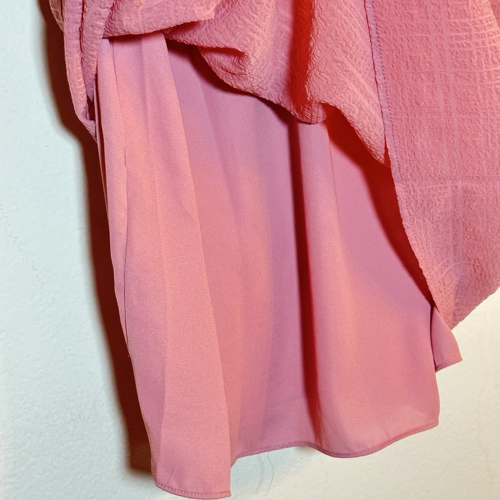 Les Serein Pink Ruffle Sleeve Blouse Women's XL V-Neck Flutter Top New with Tags - Picture 10 of 12